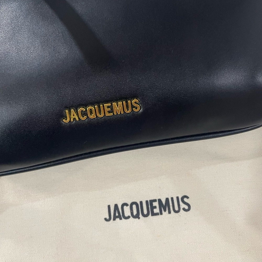 Jacquemus Black Leather Small Shoulder Bag with Gold Logo - Picture 11 of 11